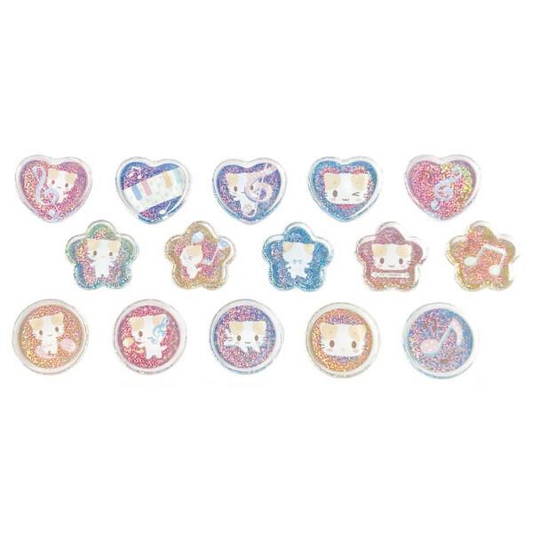 平成レトロ マシュマロみたいなふわふわにゃんこ ぷっくりシール マシュマロみたいなふわふわにゃんこ クリスタルシール 音符 ぷっくり