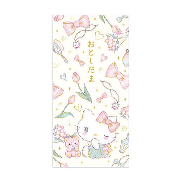 ハローキティ×たけいみき ポチ袋 大 3枚入 シール付 金箔加工 折らない お年玉袋 かわいい サンリオ クローズピン [01] 〔合計1100円以上で購入可〕