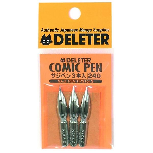 コミック用のペン軸にはめ、インクにつけて使うペン先「サジペン」です。硬質であまり強弱がつきません。くせのない滑らかな書き味で、どんな線でも書きやすいペン先です。【サイズ】約100×50×5mm【入数】3本■メーカー: デリーター■品番: 3...