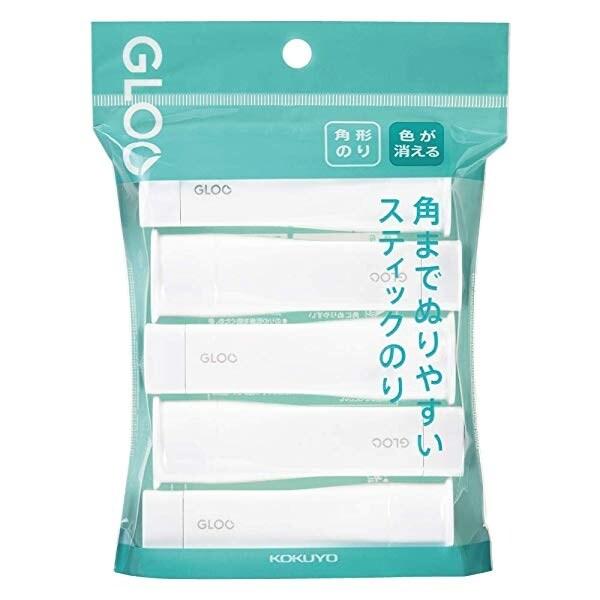 他サイト： コクヨ KOKUYO グルー GLOO スティックのり(色が消える)(吊り下げ5個パック) 四角い 角 Sサイズ [02] 〔合計1100円以上で購入可〕の商品画像