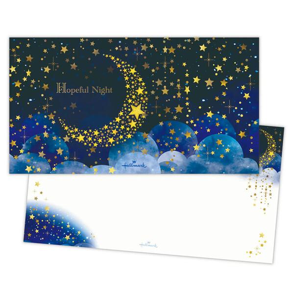 一筆箋 ホープフルナイト 14枚 罫線なし コンフォート&amp;ピース 月 星 箔加工 添え状 手紙 大人かわいい ホールマーク [01] 〔合計1100円以上で購入可〕