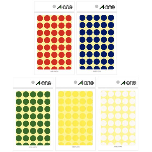 まとめ買い】 エーワン カラーラベル 15mm 丸 赤 青 緑 黄 白 5色 