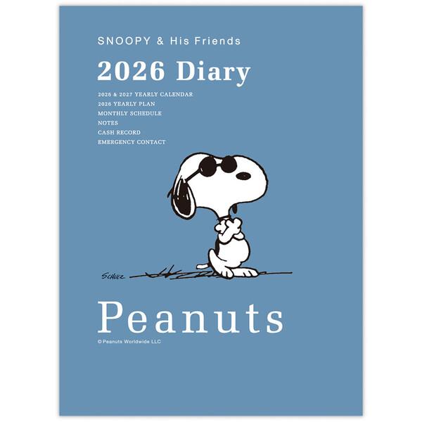 スヌーピー 2026年 手帳 A6 マンスリー スモーキーブルー ジョー