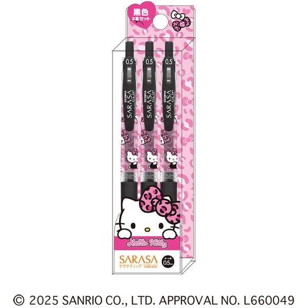 ハローキティ サラサクリップ 0.5mm 3本セット ギャル 黒インク ジェル