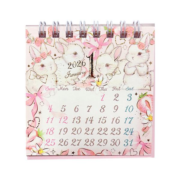 2026年 卓上 カレンダー ミニ たけいみき Wリング デスク ガーリー