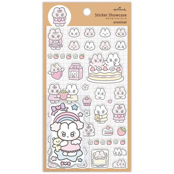 シール ステッカーショーケース LINEスタンプ クリエイター oroninet ぴえんなうさぎ 2シート入 ログ かわいい [02] 〔合計1100円以上で購入可〕