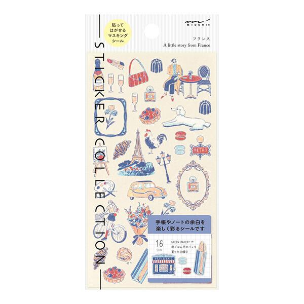 手帳用シール フランス柄 エッフェル塔 カフェ クロワッサン メトロ