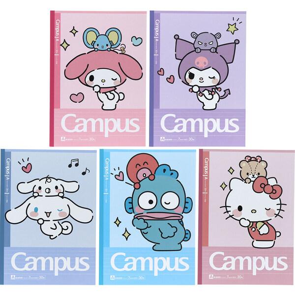 カラフルかわいい「サンリオキャラクターズ」デザイン♪人気のドット罫で、美しく書ける「キャンパスノート」とのコラボ商品です。表紙はキャラクターごとの楽しいデザインで、教科や用途ごとで色分けしやすい「5柄パック」。■「美しく書く」をサポートする...