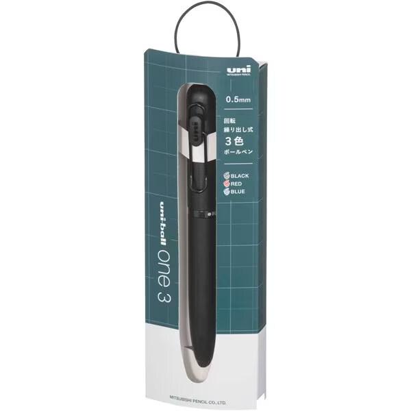 ゲルインク 3色ボールペン uniball one 3 ユニボールワン ギフトver. 0.5mm レコードブラック 回転繰り出し式 三菱鉛筆 [01] 〔合計1100円以上で購入可〕