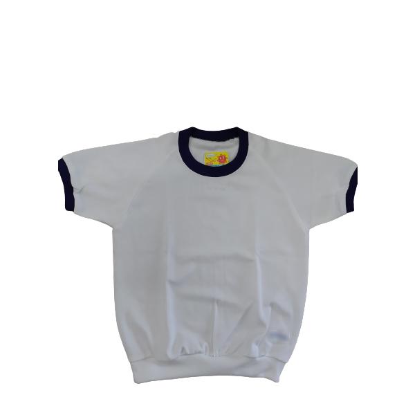 丸首タイプで襟元と袖口が紺色・花紺・エンジをお選び頂けます。安心の日本製。表面も滑らかな天然素材の肌触り！  耐久性もあり、扱いが簡単なお買い求め安い体操シャツです。■素材：ニット ■混率：綿70％・ポリエステル30％　　　　※入荷時期によ...