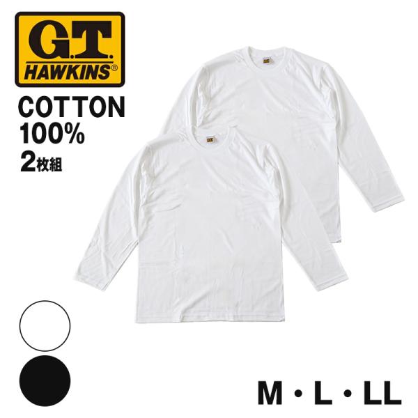グンゼ GTホーキンス メンズ 長袖 tシャツ 2枚組 M〜LL 綿100% GUNZE クルーネック ロングスリーブ シャツ インナー コットン ロゴ