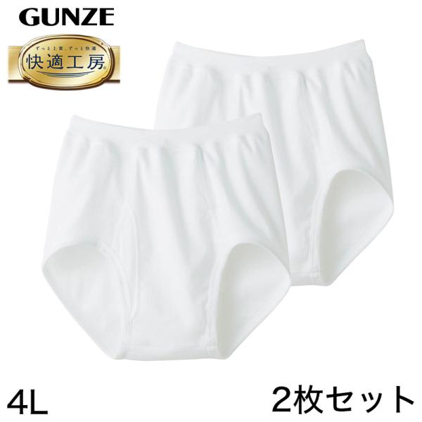 グンゼ ( 2枚セット ) 快適工房 紳士スパンブリーフ 4L (大きいサイズあり GUNZE 綿100％ 男性 紳士 下着 肌着 インナー やわらか 抗菌防臭 日本製) (在庫限り)