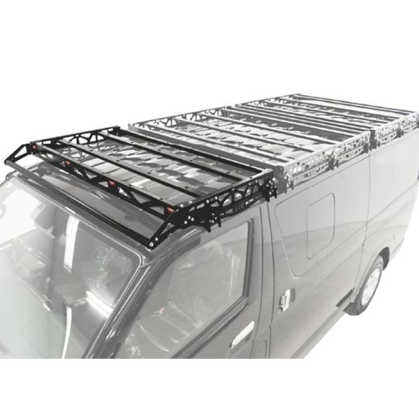 ハードカーゴからハイエース用キャリアが登場！３分割式で簡単に取り付け可能です。※こちらのページは、フロントキャリアのみの販売となります。・スチール製パウダーコート仕上げ・本体耐荷重100kg（フルセット装着時）・車検対応・３分割で取り付け簡...