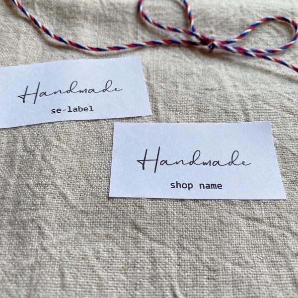 SHOP名・名入れ】Handmadeシール ハンドメイドシール 筆記体 44枚 NO