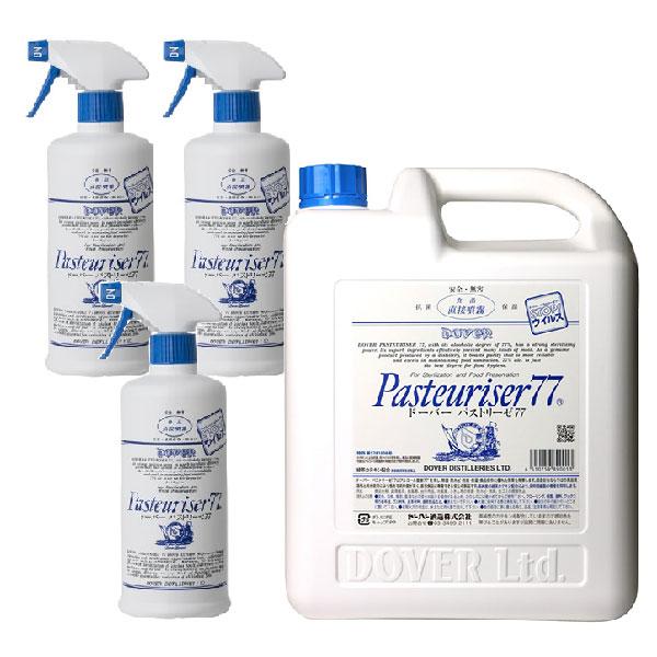 ドーバー パストリーゼ77 ヘッド付 500ml × 3本 + 77 詰替用 5L 5000ml セット販売 送料無料 本州のみ アルコール消毒液 pasteuriser77