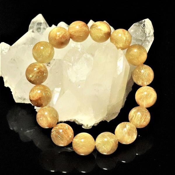 天然石ブレスレット ファッション 金運 ブレスレット 大ぶりルチル
