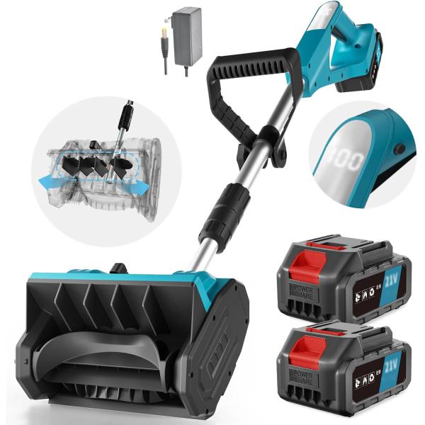 電動除雪機 除雪方向を45度調整できる コードレス折畳み雪掻き 伸縮式