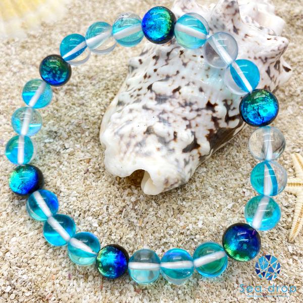 Sea drop ホタルガラス ケラママリン 8mm ルナフラッシュ