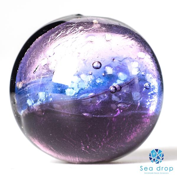 Sea drop 光る ホタルガラス マリンパープル 粒売り 22mm玉 ビーズ