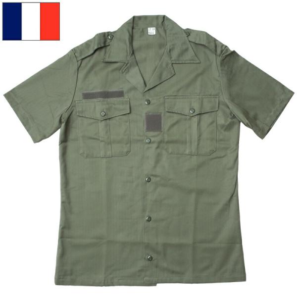 フランス軍 半袖 HBTシャツ デッドストック JS023NN トロピカル チャドシャツ ヘリンボーン メンズ ミリタリー ファティーグ ワーク アーミー ミリシャツ