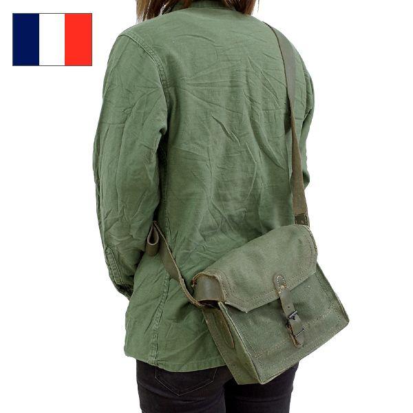 MILITARY 実物 USED フランス軍 キャンバスレザーショルダー