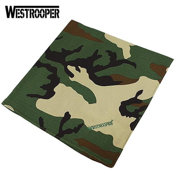 メール便可 WESTROOPER 迷彩 バンダナ【ウッドランド