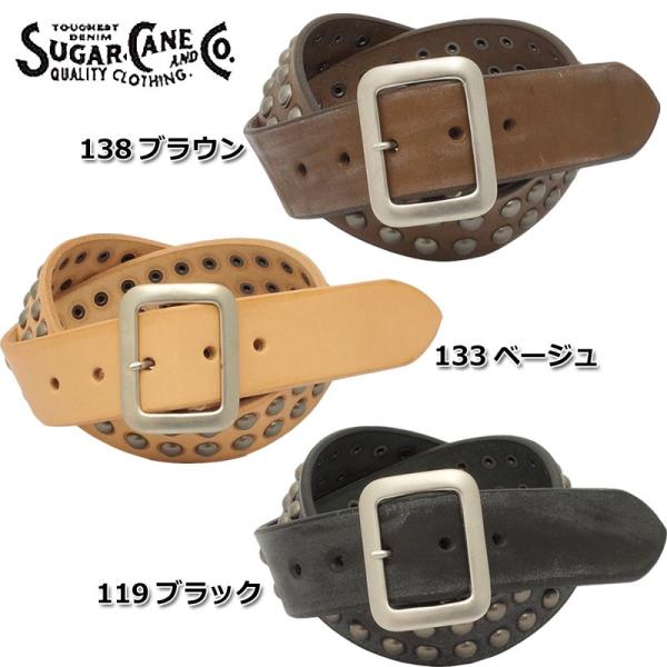 SUGAR CANE シュガーケーン レザーベルト スタッズベルト ブラック SUGAR CANE シュガーケーン STUDS BELT スタッズベルト SC02321