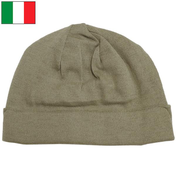 メール便可 イタリア軍 マリーン ウール ワッチキャップ オリーブ デッドストック HC074NN 海軍 MMI NAVY 帽子 ニット帽 CAP ビーニー 防寒 保温 実物ミリタリー