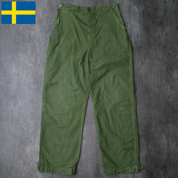 スウェーデン軍 ワークパンツ コットンツイル シンチバック グリーン