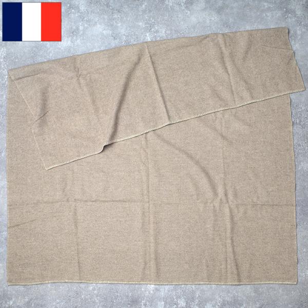 フランス軍 50s ウールブランケット ベージュ 160×190cm USED EE876UN