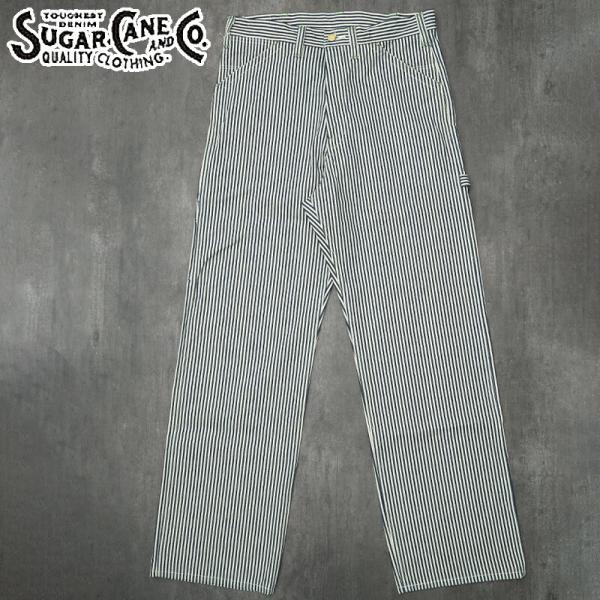 SUGARCANE シュガーケーン #SC42496 11oz.ヒッコリーストライプ ワークパンツ メンズ 男性 ズボン ボトムス ボタンフライ ストレート 11オンス 縦縞 カジュアル