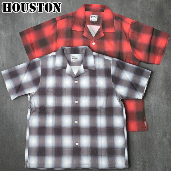 25%OFF！■HOUSTON ヒューストン #41187 半袖 オンブレチェック シャツメンズ男性トップスショートスリーブ カジュアル アメカジ ワークシャツ 春 夏 おしゃれ