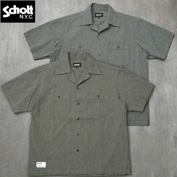 Schott シャツ 楽天市場】Schott ショット 刺繍 半袖 ワークシャツ 開襟シャツ