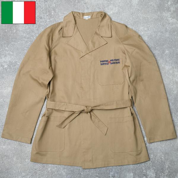 イタリア軍　デッドストック　ネイビー　ワークジャケット　ホスピタルジャケット？ イタリア軍 デッドストック ネイビー ワークジャケット