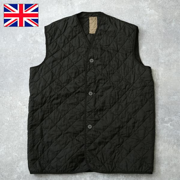 イギリス軍 キルティング ライナーベスト 黒染め USED JV037UD男性