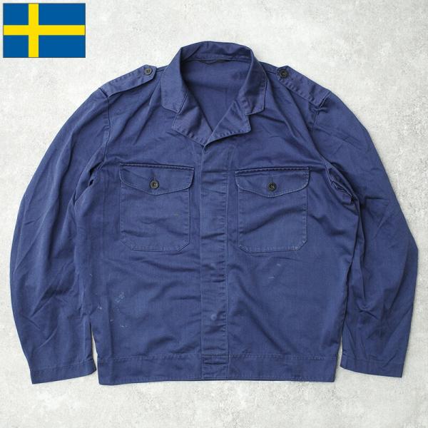 スウェーデン軍 メカニック ワークジャケット ポリコットン ネイビー
