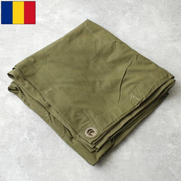 ルーマニア軍 テントシート 軍幕 ポンチョ　1枚 ルーマニア軍 テントシート ポンチョ オリーブ USED EE641UN 軍幕 180