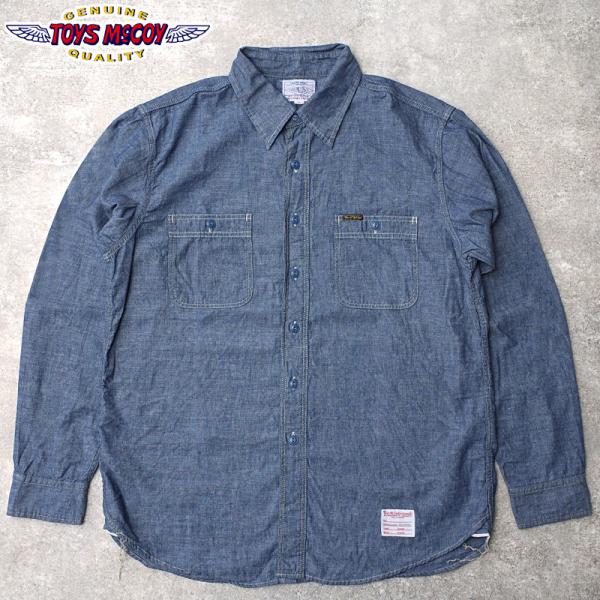 TOYSMcCOY トイズマッコイ #TMS2407 長袖 シャンブレー ワークシャツ『STEVE McQUEEN』メンズ 男性 トップス ミリタリー アメカジ カジュアル ロングスリーブ 春