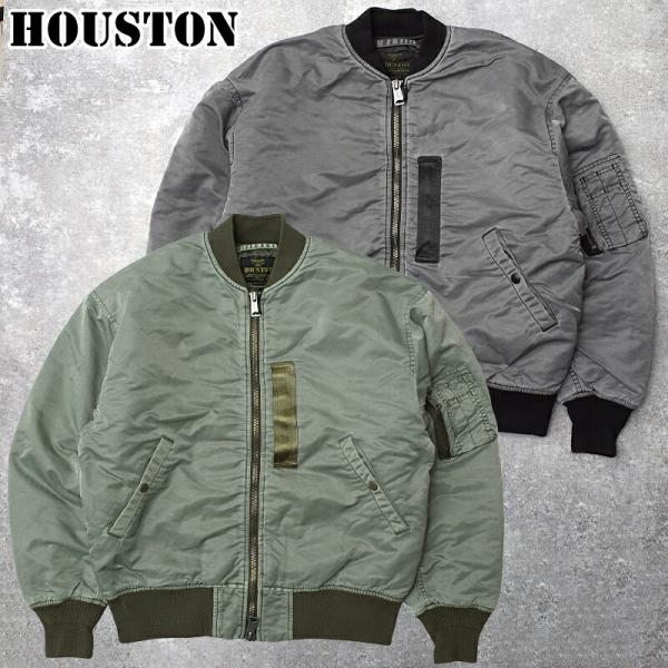 HOUSTON ヒューストン #51632 ピグメント ナイロン MA-1 フライトジャケット MA1 メンズ 男性 アウター ブルゾン ミリジャケ 古着風 ヴィンテージ風