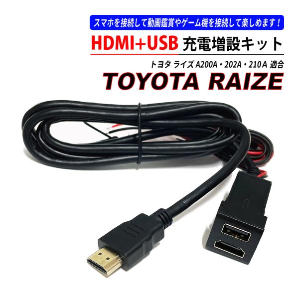 ライズ A200系 USB充電ポート HDMI入力 タイプD 純正スイッチホールにビルトイン 22.3mm×22.3mm 爆買