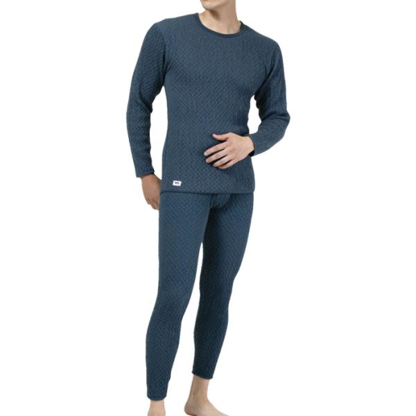 【送料無料】ひだまり健康肌着 チョモランマ 紳士長袖丸首シャツ＋ズボン下セット ネービー/LL kc-qm923qm953 送料無料】ひだまり健康肌着 チョモランマ 紳士長袖丸首シャツ＋