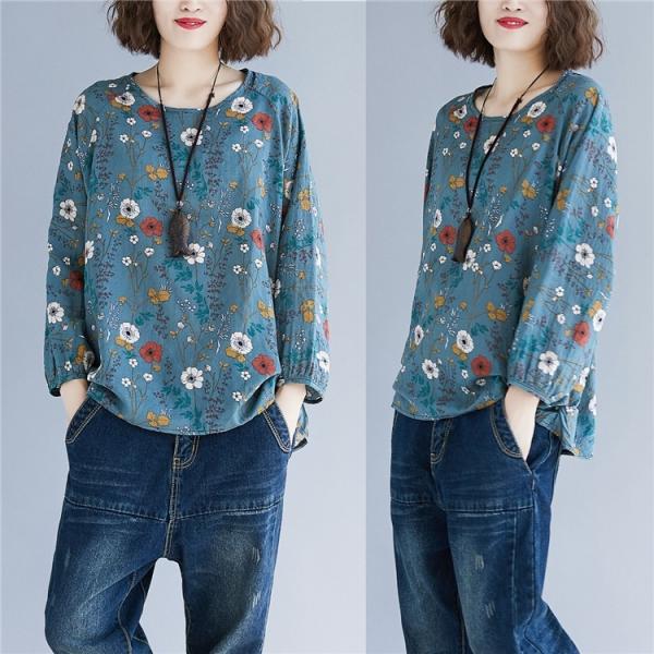 送料無料 シャツ ブラウス 長袖 プリント 花柄 Tシャツ カジュアル コットントップス レディース 大きいサイズ プルオーバー 体型カバー 秋 春物 Buyee Buyee 일본 통신 판매 상품 옥션의 대리 입찰 대리 구매 서비스