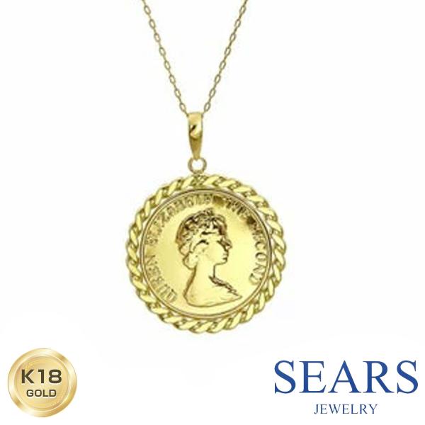 Sears ネックレス レディース 18金 コイン ペンダント K18