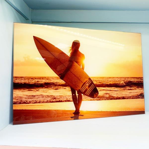 おしゃれな壁掛けガラスフォト サーフガール サンセット Sede Seashells Zakka 通販 Yahoo ショッピング