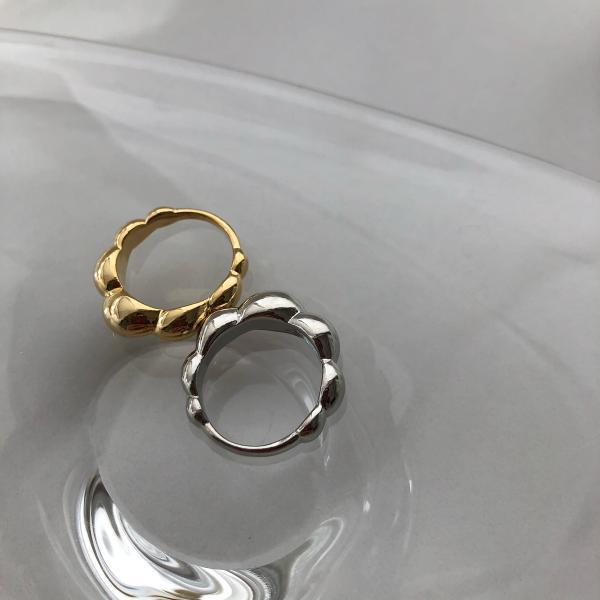 【リング】 指輪 もこもこ 合金 12号 ぷっくり つぶつぶ レイヤード 重ね付け デザインリング クロワッサン お洒落リング アクセサリー