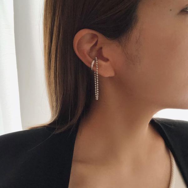 イヤーカフ 片耳用 ボールチェーン 長め イヤーカフス イヤリング ノンホールピアス シンプル チェーンアクセ 真鍮  結婚式 入学式