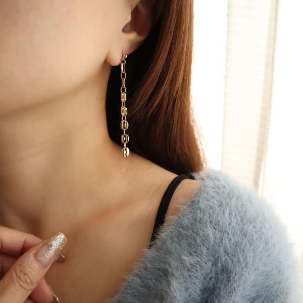 ピアス ロングチェーンピアス シンプルピアス チェーンピアス 両耳用 真鍮 チタンポスト シンプル カジュアル レディース ジュエリー 大人 大人かわいい