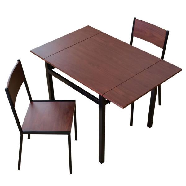 DORIS ダイニングセット3点セット伸縮式 幅80120cm