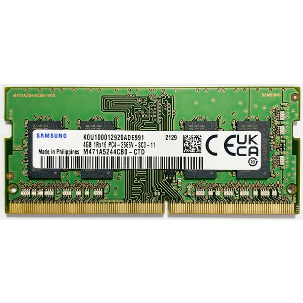 ノート用メモリ 4GB/DDR4-2666/PC4-21300/S.O.DIMM/各種メーカー/新品PCからの抜き取り品 (DDR4-2666/PC4-21300互換性あり)