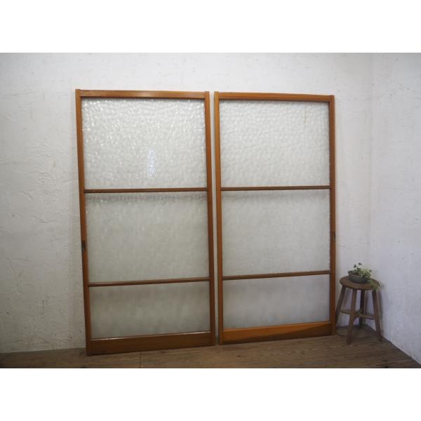 限定版 タL0155◇【H177cm×W88cm】◇×2枚◇昭和レトロなデザインガラス 建具